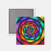 ラウンドサイケデリックとフラカラフルモダンクタルアート マグネット (正面/裏面)