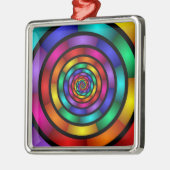 ラウンドサイケデリックとフラカラフルモダンクタルアート メタルオーナメント (左)
