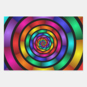 ラウンドサイケデリックとフラカラフルモダンクタルアート ラッピングペーパーシート (正面2)