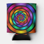 ラウンドサイケデリックとフラカラフルモダンクタルアート 缶クーラー (正面)
