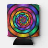 ラウンドサイケデリックとフラカラフルモダンクタルアート 缶クーラー (裏面)