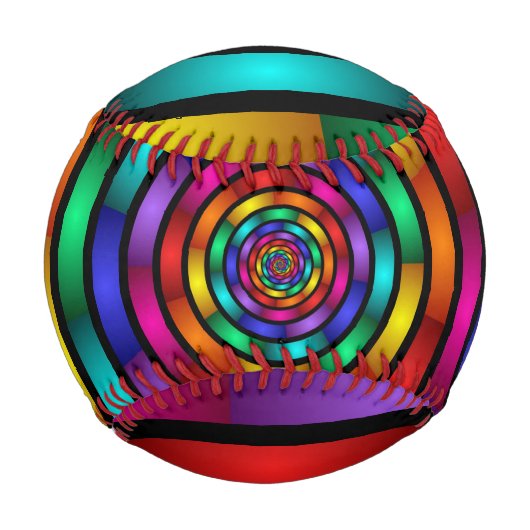 ラウンドサイケデリックとフラカラフルモダンクタルアート 野球ボール (正面)