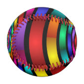 ラウンドサイケデリックとフラカラフルモダンクタルアート 野球ボール (正面左)