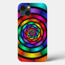 ラウンドサイケデリックとフラカラフルモダンクタルアート iPhone 13ケース