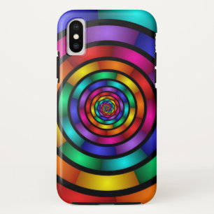 ラウンドサイケデリックとフラカラフルモダンクタルアート iPhone X ケース
