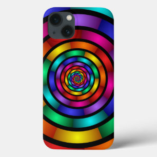 ラウンドサイケデリックとフラカラフルモダンクタルアート iPhone 13ケース