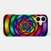 ラウンドサイケデリックとフラカラフルモダンクタルアート iPhone 16ケース (裏面横)