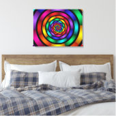 ラウンドサイケデリックアカラフルトモダンリプチ キャンバスプリント (インサイチュ (寝室))