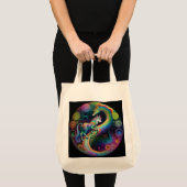 ラウンドサイケデリックドラゴンデザイン トートバッグ (正面(商品))