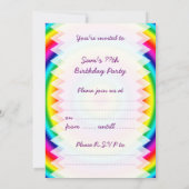 ラウンドササイケデリックークルズレインボー誕生日 招待状 (裏面)