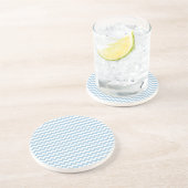 ラウンドサンドストーンコースター、青と白のシェブロン コースター (側面)