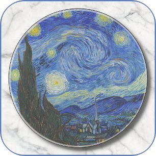 ラウンドサンドストーンCOASTER - "星空の夜" – ファンゴッホ コースター