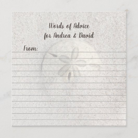 ラウンドサンドドル空白のアドバイスウェディングカード アドバイスカード (正面)