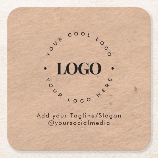 ラウンドサークルカスタム会社ロゴクラ素朴フト スクエアペーパーコースター (正面)