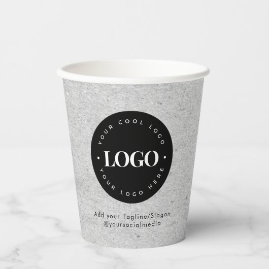 ラウンドサークルカスタム会社ロゴグレークラフト 紙コップ (正面)
