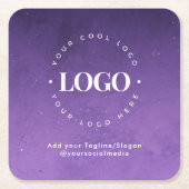 ラウンドサークルカスタム会社ロゴパープル銀河系 スクエアペーパーコースター (正面)