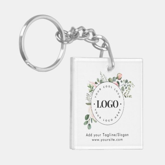 ラウンドサークルカスタム会社ロゴフローラ緑 キーホルダー (正面左)