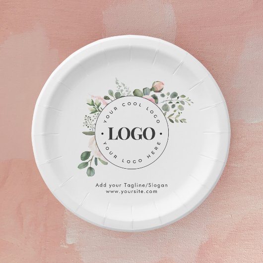 ラウンドサークルカスタム会社ロゴフローラ緑 ペーパープレート