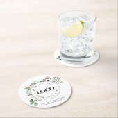 ラウンドサークルカスタム会社ロゴフローラ緑 ラウンドペーパーコースター (インサイチュ)