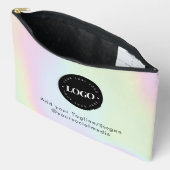 ラウンドサークルカスタム会社ロゴホログラフィックスタイル アクセサリーポーチ (見開き)