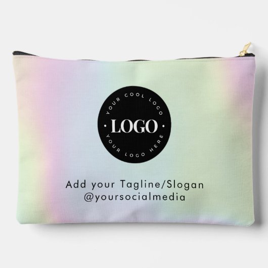 ラウンドサークルカスタム会社ロゴホログラフィックスタイル アクセサリーポーチ (裏面)