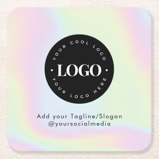 ラウンドサークルカスタム会社ロゴホログラフィックスタイル スクエアペーパーコースター (正面)