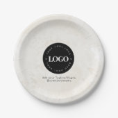 ラウンドサークルカスタム会社ロゴミニマリスト大理石 ペーパープレート (正面)