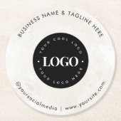 ラウンドサークルカスタム会社ロゴミニマリスト大理石 ラウンドペーパーコースター (正面)