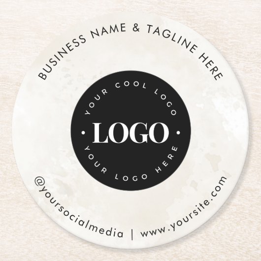 ラウンドサークルカスタム会社ロゴミニマリスト大理石 ラウンドペーパーコースター (正面)