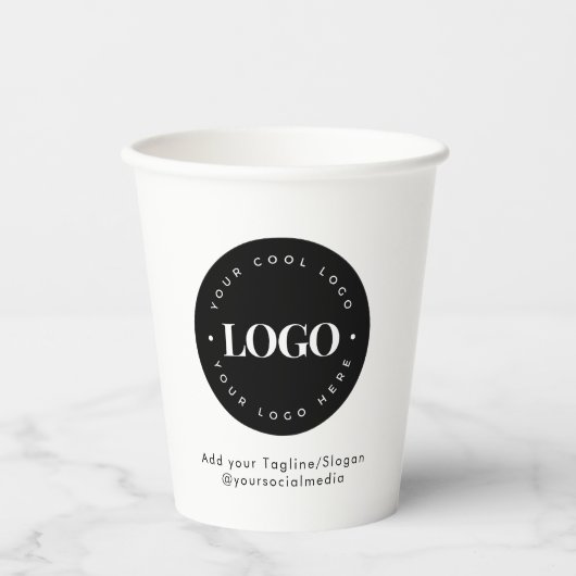 ラウンドサークルカスタム会社ロゴミニマルモダンリスト 紙コップ (正面)
