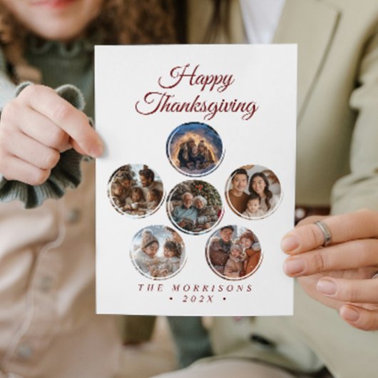 ラウンドシェイプコラージュ6フォトハッピー感謝祭ホール シーズンカード