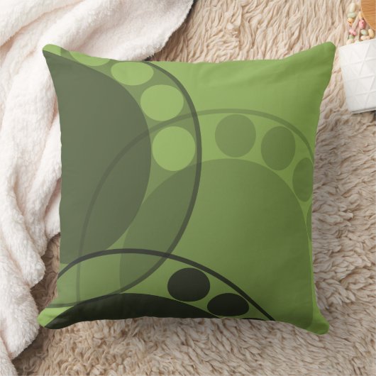 ラウンドシェイプズボタニカル抽象芸術ファーンフォンドグリーン クッション (ブランケット)