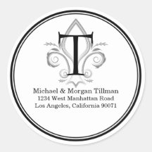 ラウンドシンプルステッカーフルーアモノグラム住所 シール