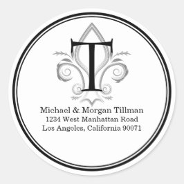 ラウンドシンプルステッカーフルーアモノグラム住所 シール