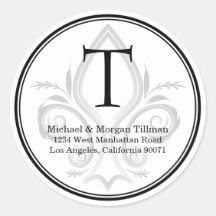 ラウンドシンプルステッカーフルーアモノグラム住所 シール