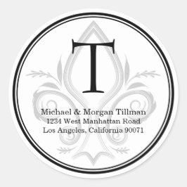 ラウンドシンプルステッカーフルーアモノグラム住所 シール