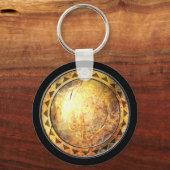 ラウンドシールドキーチェーン – ゴールデンサンエンブレム キーホルダー (正面)