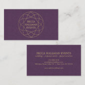 ラウンドジオメトリジェムストーンロゴ金ゴールド/紫 名刺 (正面/裏面)