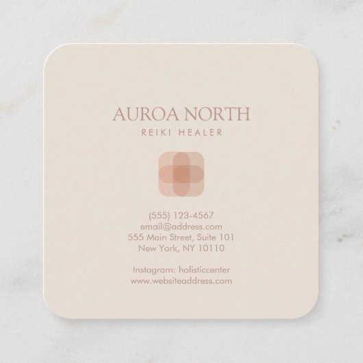 ラウンドスクエアヒーラーロゴ名前をカスタムする スクエア名刺 (裏面)