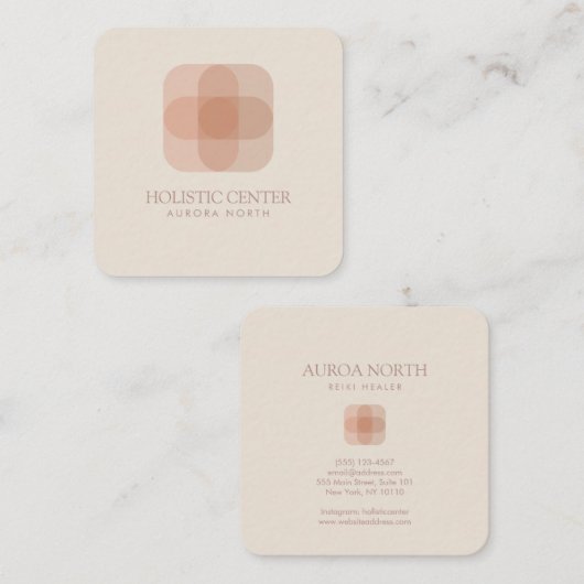 ラウンドスクエアヒーラーロゴ名前をカスタムする スクエア名刺 (正面/裏面)
