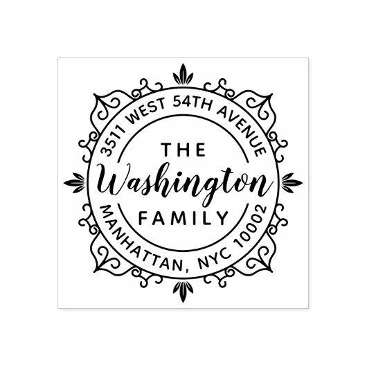 ラウンドスクエレガントリットファミリ名差出人住所 ラバースタンプ (インプリント)