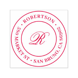 ラウンドスクリプトイニシャルファミリ名差出人住所 セルフインキングスタンプ