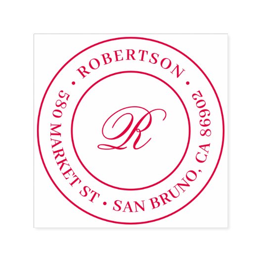 ラウンドスクリプトイニシャルファミリ名差出人住所 セルフインキングスタンプ (デザイン)