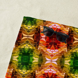 ラウンドスケッチは赤、緑、および金ゴールド図形を生成 ビーチタオル