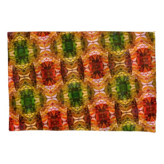 ラウンドスケッチは赤、緑、および金ゴールド図形を生成 枕カバー (正面)