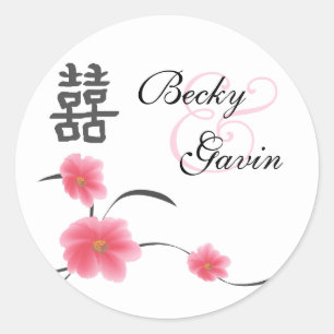 ラウンドステッカーさくらんぼ花ダブル幸せ ラウンドシール