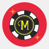 ラウンドステッカー – トランプのポーカーパーソナライズされた(追加イニシャル) ラウンドシール (正面)