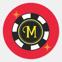 ラウンドステッカー – トランプのポーカーパーソナライズされた(追加イニシャル) ラウンドシール