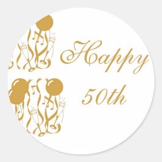 ラウンドステッカーHappy 50h記念日 ラウンドシール (正面)