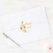 ラウンドステッカーHappy 50h記念日 ラウンドシール (封筒)